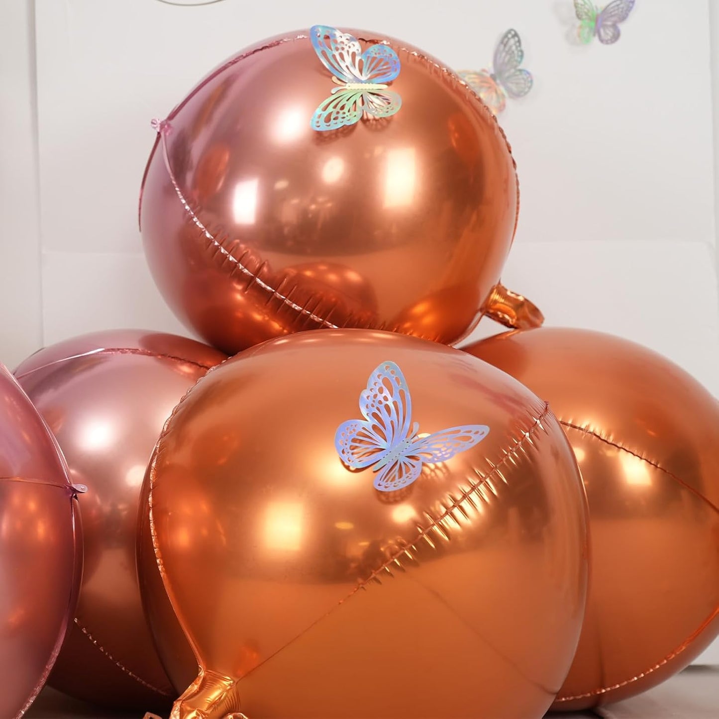 6Pcs Gradient Orange Round Foil Balloons, 22" Large Helium Ball Balloon, Metallic Orange Mylar Balloon for Birthday Graduation Wedding Halloween Disco Prom Tropical Party Decorations