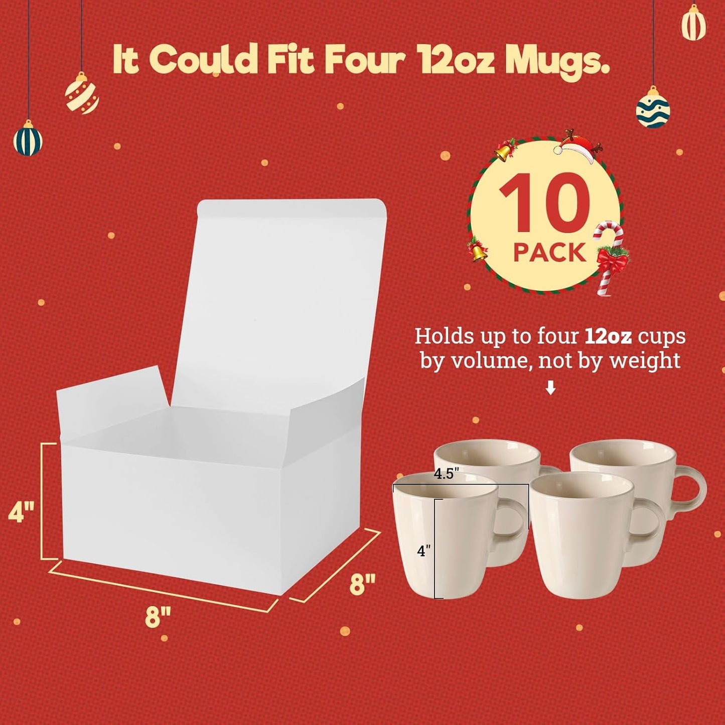 MESHA 8x8x4 Gift Box 10 Pack White Gift Boxes with Lids, DIY Bridesmaid Proposal Box, Recyclable,Foldable Box for Wedding, Birthday Party