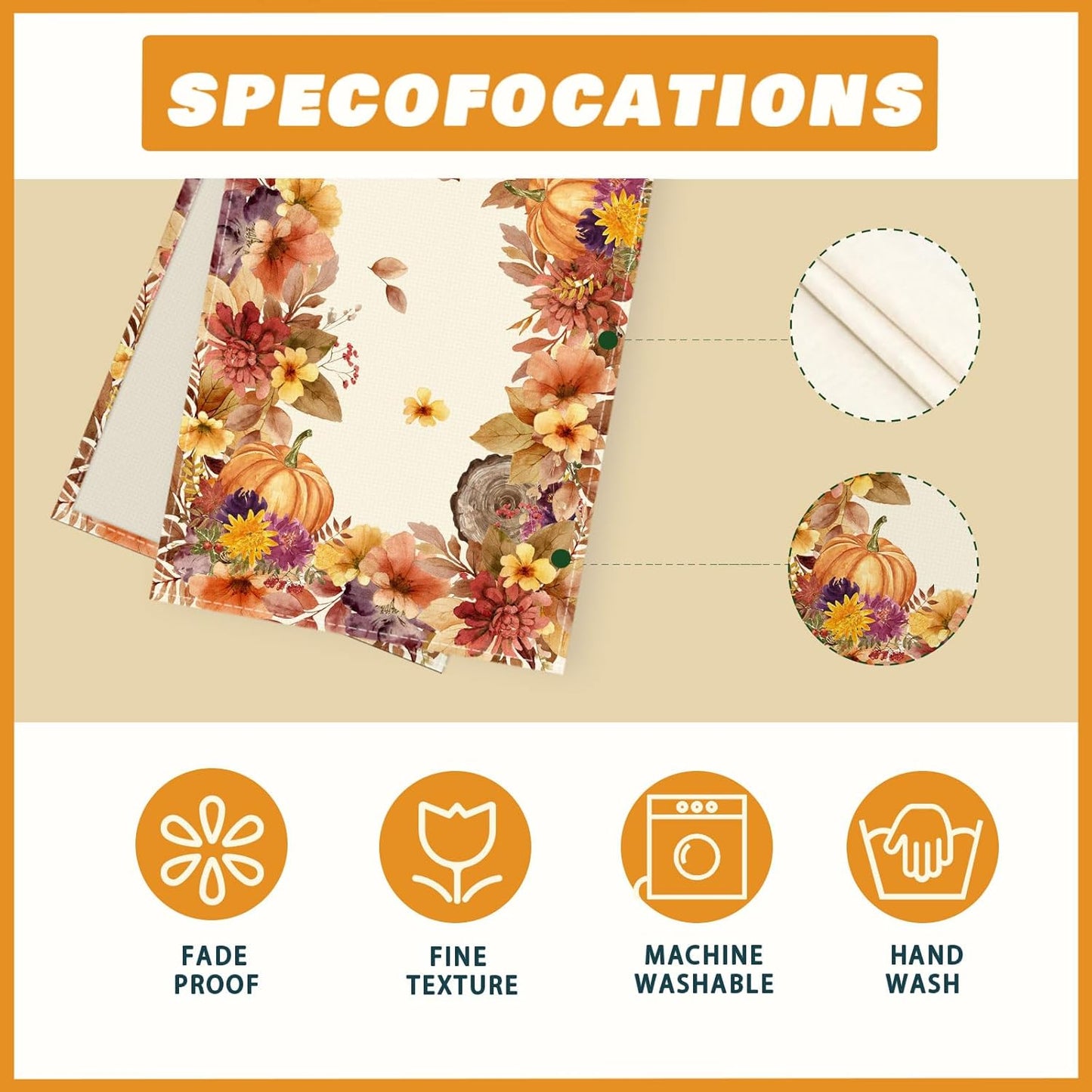 XCHI Fall Color Wild Flowers Watercolor Table Runner Table Decoration for Kitchen Dining Dinner Autumn Home Decor 13x108 Inch