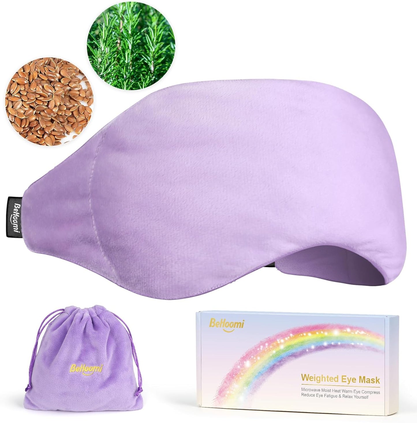 Weighted Eye Mask for Sleeping, Soft Heated Eye Mask, Moist Heat Warm Compress for Eyes, Natural Rosemary & Flaxseeds Microwave Reusable Sleep Mask, Must Haves for Women Spa, Home, Office