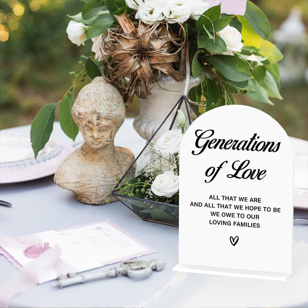 Acrylic Wedding Sign Generations of Love Sign for Wedding Wedding Signs for Ceremony Modern Calligraphy Arch Acrylic Table Top Sign for Wedding Reception and Event Party Table(white）