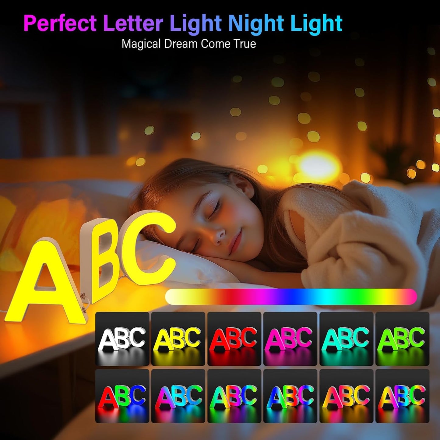 OJQ Light Up Letters Led Lights- Marquee Letters for Room Decor Wall Lights - Christmas Gifts Music Sync Color Change Colorful, Christmas Birthday Gifts for Girl, Teen Girls Gifts Home Wall Decor