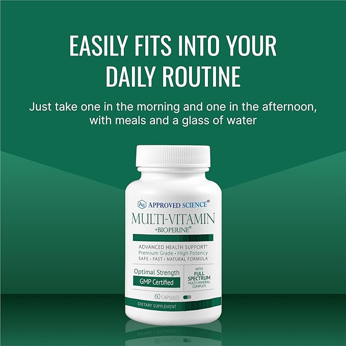 Approved Science Multi-Vitamin - with Full-Spectrum B-Vitamins, Green Tea, Lutein, Lycopene, Zeaxanthin, BioPerine - 360 Capsules - 6 Month Supply