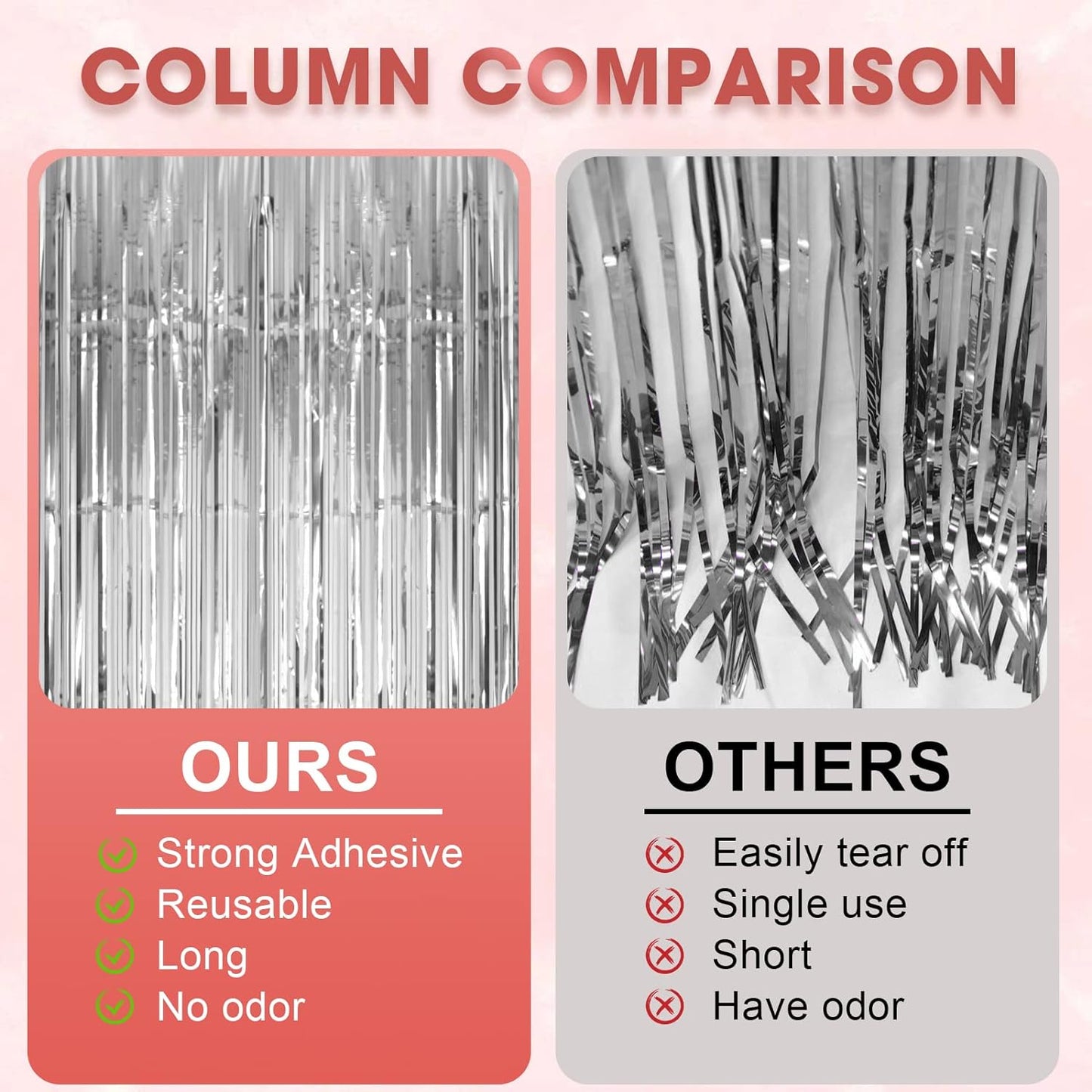 3 Pack 3.3x8.2 Feet Silver Foil Fringe Backdrop Curtains, Tinsel Streamers Birthday Party Decorations, Fringe Backdrop for 2025 New Years Eve, Graduation, Baby Shower, Gender Reveal