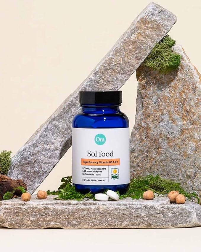 Ora Organic Vitamin D3 5000IU + K2 & Vitamin D3 2000IU Bundle: Vegan Vitamin D from Lichen and K2 from Chickpeas, 30 Chewable Tablets + Vegan Vitamin D from Lichen for Bone Health, 30 Vegan Tablets