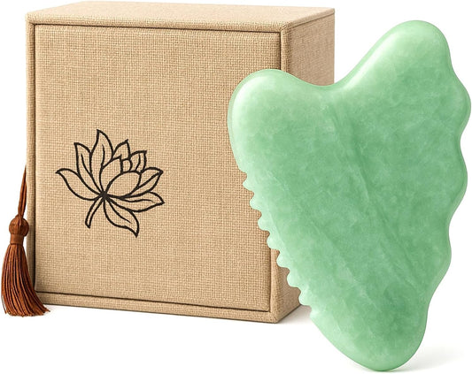 Gua Sha Facial Tools,Jade Gua Sha Stone Comb Edge, Guasha Tool for Face Jawline Sculpting Gifts