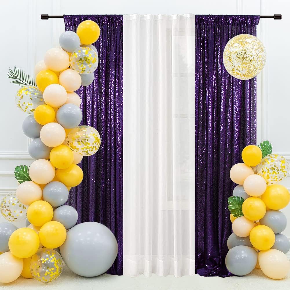 Eternal Beauty Sequin Backdrop Curtains, 2x8 Ft-2 Panels Purple Back Drop for Shimmer Photography Party Wedding Birthday Decor