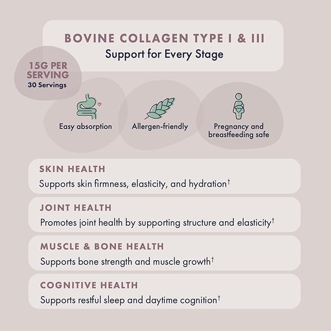 New Hydrolyzed Collagen Peptides, Breastfeeding & Pregnancy Safe Grass-Fed Collagen Powder for Women, 15g Unflavored Collagen, 30 Servings