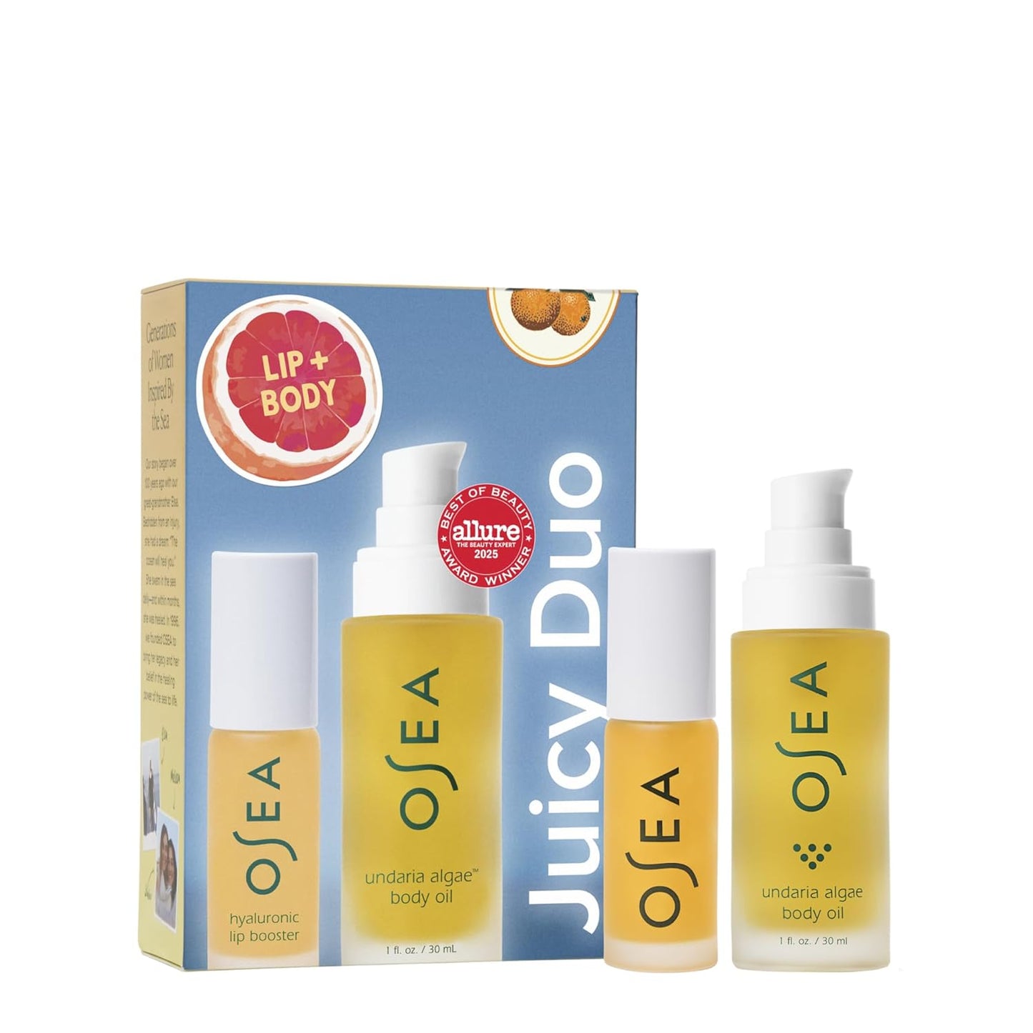 OSEA Juicy Duo Gift Set - Hyaluronic Lip Oil Booster & Undaria Algae™ Body Oil - Travel Size - Stocking Stuffer - Gift for Her
