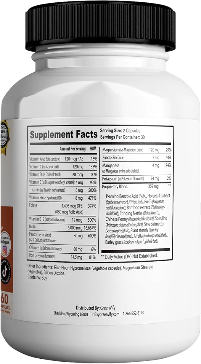 MyNailSoothe MAX Hair, Skin & Nail Supplement, 60 Capsules, with Biotin 5000mcg, Vitamins, Minerals & Herbal Blend (5)
