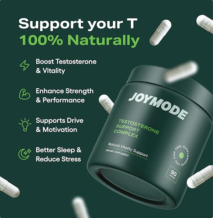JOYMODE Testosterone Support Complex (90ct) -Natural Supplement for Men w/Ashwagandha, DIM, Magnesium, Zinc & Boron