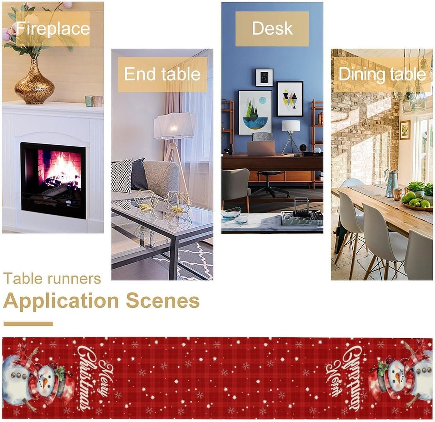 Christmas Table Runner,Christmas Snowman Snowflakes Winter Seasonal Table Cloth Kitchen Dining Table Decoration for Home Party Decor 13x108 Inch