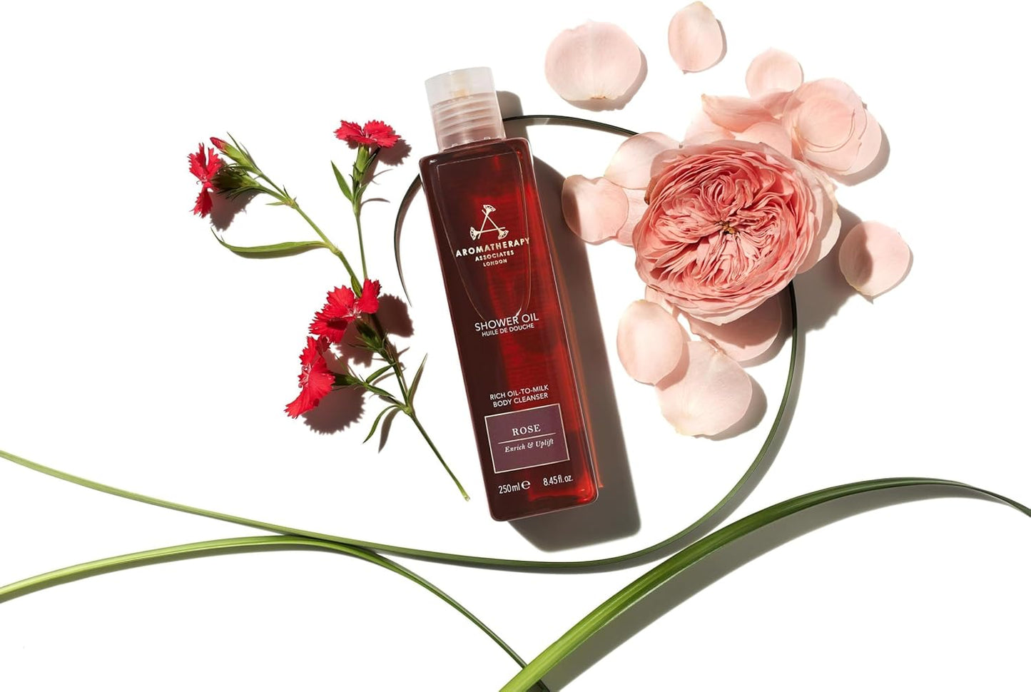 Aromatherapy Associates Rose Shower Oil. Soothing Blend of Rose, Geranium and Palmarosa Essential Oils to Cleanse, Nourish and Moisturize (8.45 fl oz)