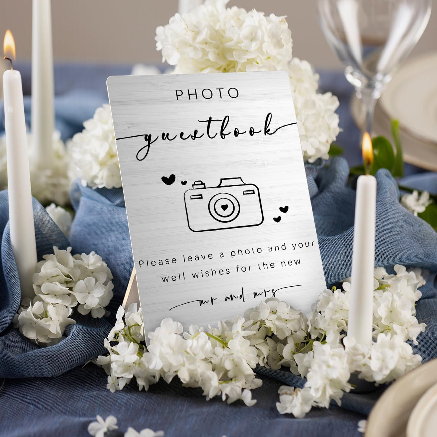 Wooden Photo Guest Book Stand 5x7inch - Wedding & Reception Decor - Gifts for Mr & Mrs