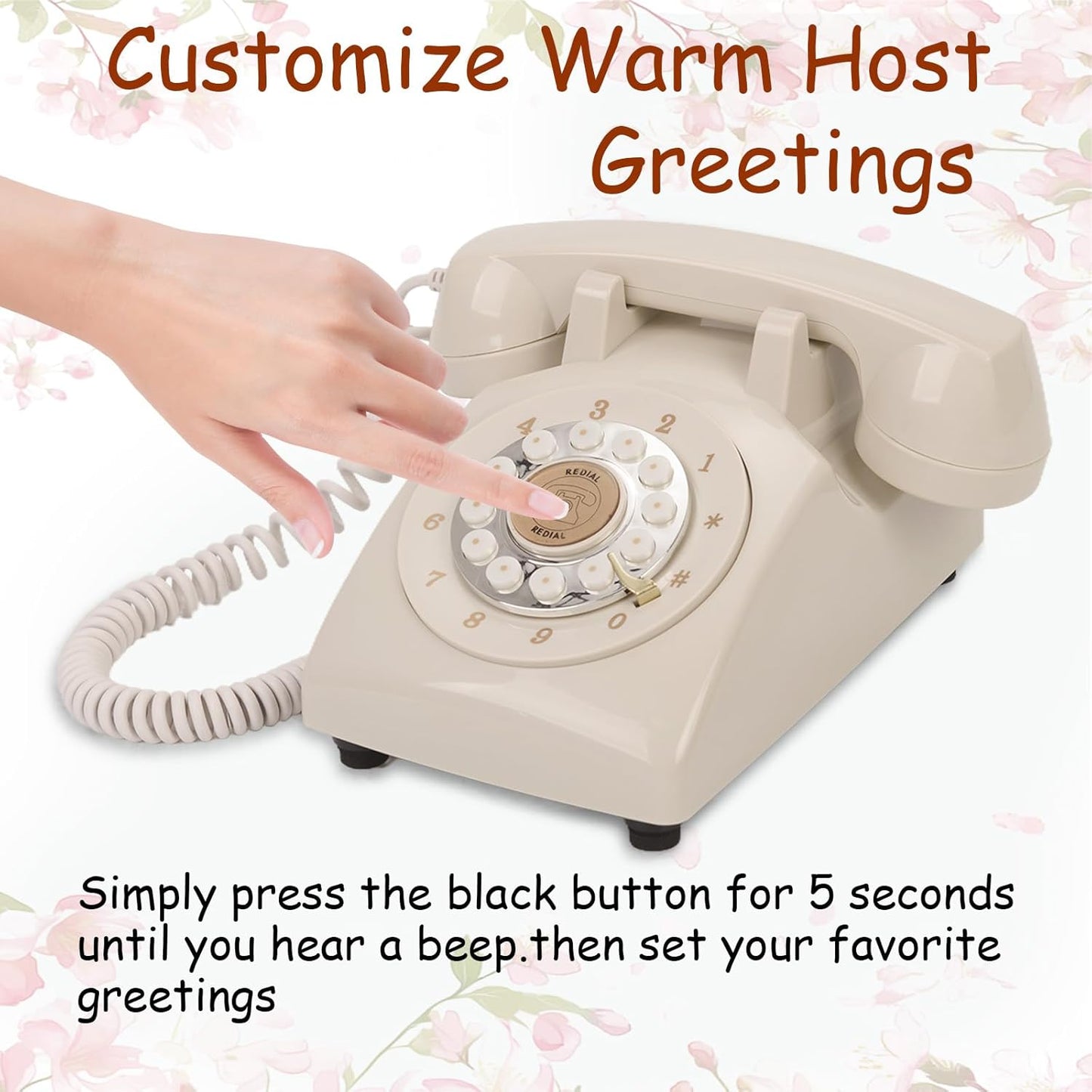 Audio Guest Book Wedding Phone, Audio Phone Guestbook Leave a Message Phone for Bridal Shower Birthday Party Baby Shower Anniversary Engagement Daily (Beige)