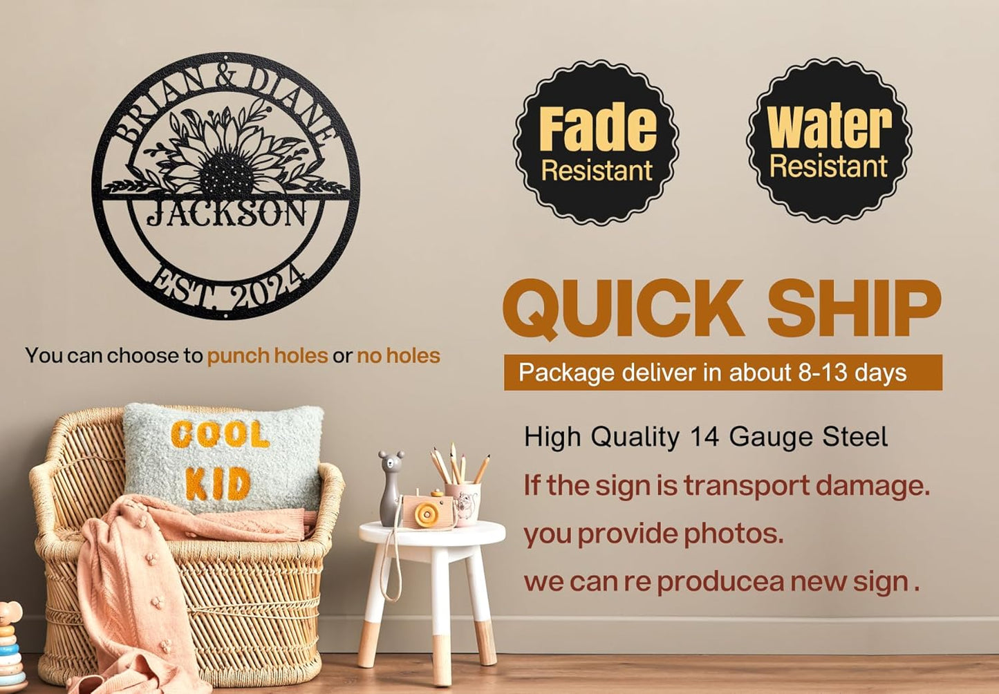 Custom Metal Sign – Personalized Wedding Sign, Last Name Established Sign, Family Name Sign, Perfect Anniversary Couple Gift