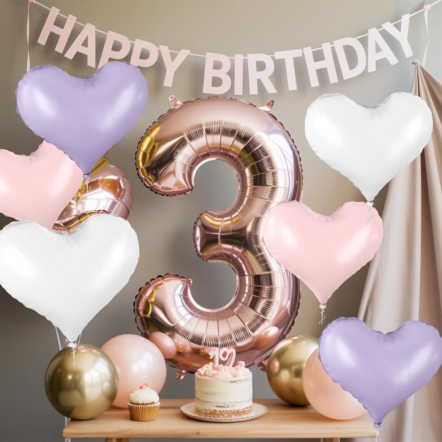 20 Inch Pink Purple White Heart Balloons, 10 Pcs Baby Pink Heart Shaped Foil Balloons, Purple and White Helium Balloon for Girls Women Valentine Bridal Shower Wedding Birthday Party Decorations