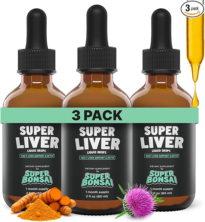 SUPERBONSAI Super Liver Support with Milk Thistle - All Natural Liver Cleanse Detox & Repair Aid - Doctor-Formulated Liver Supplement - Liquid Herbal Formula for Liver Health - 3 Month Supply (3 Pack)