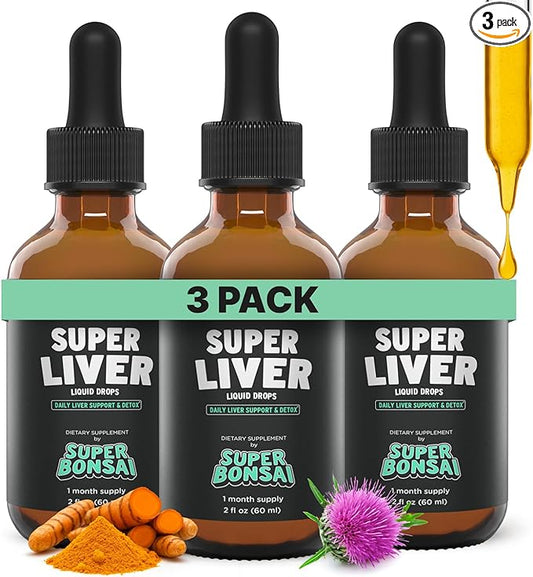 SUPERBONSAI Super Liver Support with Milk Thistle - All Natural Liver Cleanse Detox & Repair Aid - Doctor-Formulated Liver Supplement - Liquid Herbal Formula for Liver Health - 3 Month Supply (3 Pack)