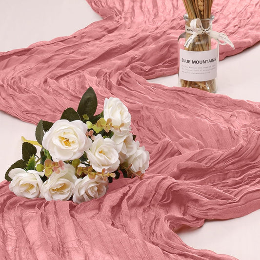 1 Pack Cheesecloth Table Runner 10Ft Christmas Gauze Boho Table Runners for Wedding Decor Bridal Shower Decorations Baby Shower Party(35" x 120")