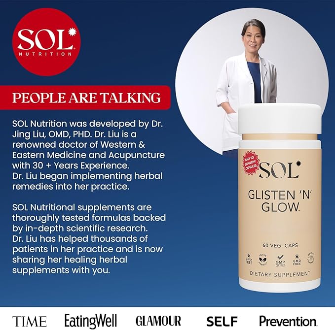 Glisten ‘N’ Glow Supplement: Skin Vitamins for Women – Biotin, Collagen & Skin-Loving Vitamins A, B, C, E for Clear Complexion & Youthful Glow, 60 Easy to Swallow Capsules
