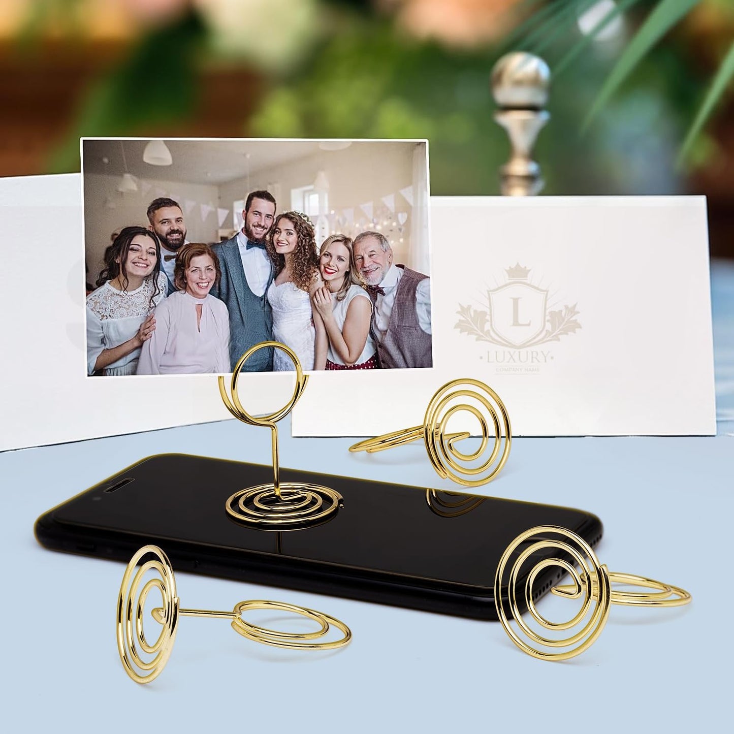 30PCS Table Number Holders Place Card Holder - Photo Holders for Tables, Cards Stand Name Menu Clips,Small Table Sign Holders for Wedding Anniversary Birthday Party (Gold)