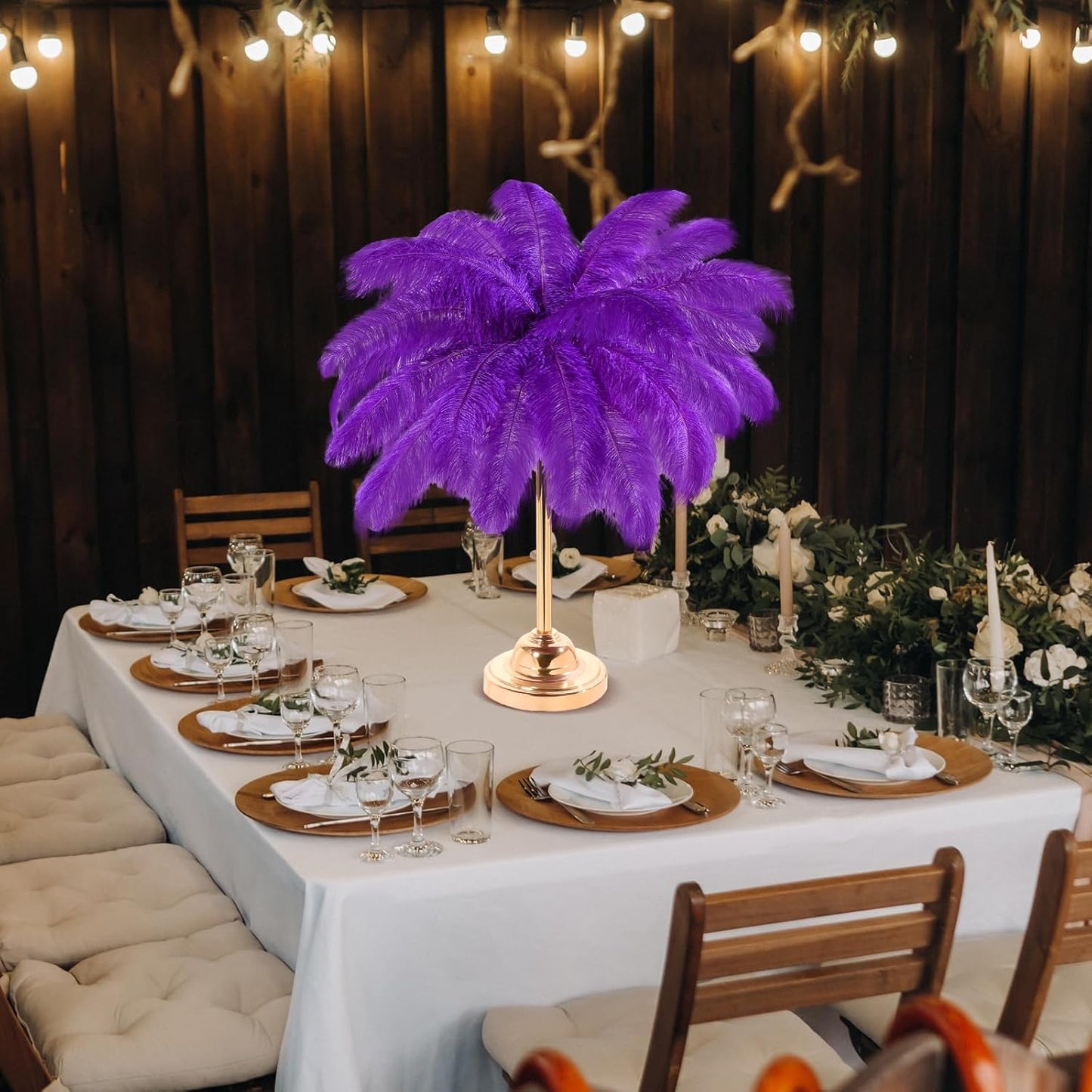 Retrowavy 30 Pcs 18-20 Inch Large Natural Ostrich Feathers Bulk for Centerpieces for Wedding Party Centerpieces Home Decoration Flower Arrangement (Purple)