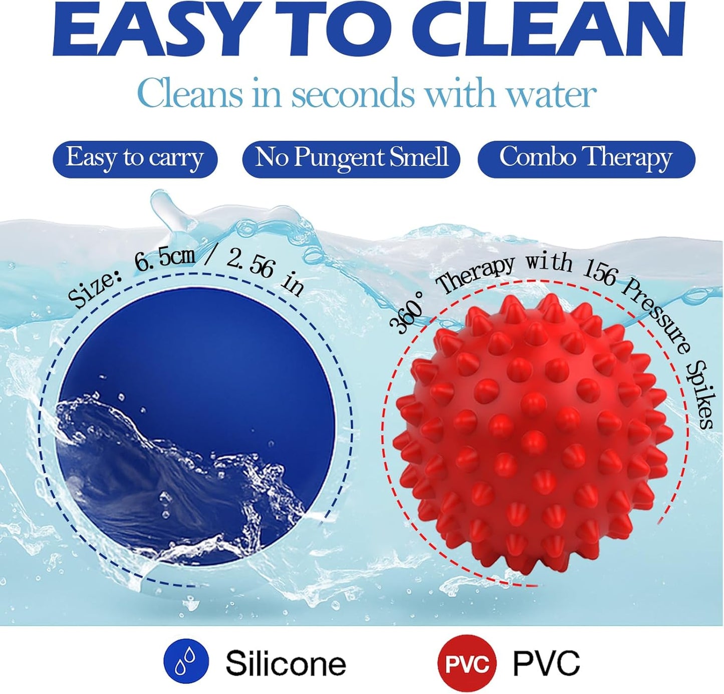 Physical Massage Therapy Ball Set: Lacrosse & Spiky Ball Set for Myofascial Release, Plantar Fasciitis, Stress Relief for Back, Neck, Feet - for Home, Office, Gym