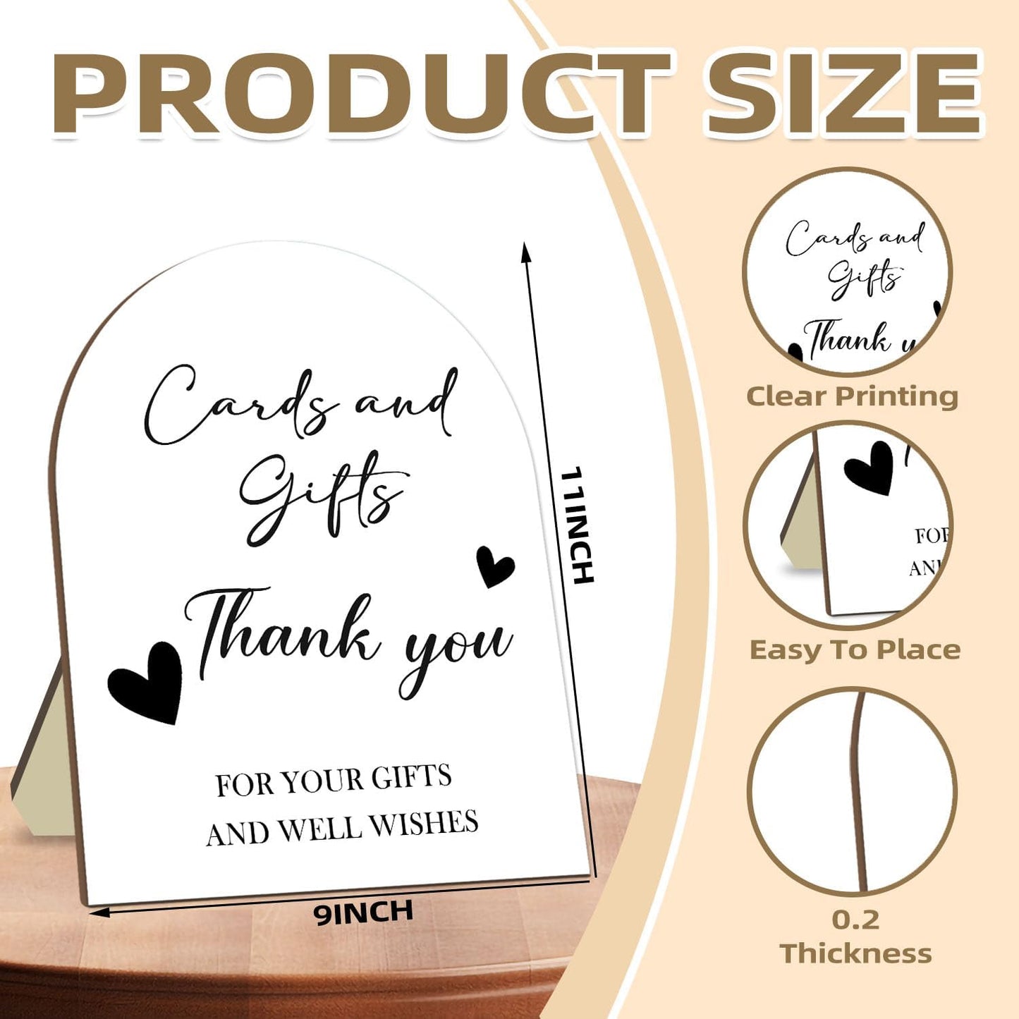 Cards and Gift Sign, Minimalist Wedding Decoration Sign, Thank You Gifts for Friends, Bridal Shower Baby Shower Favors, Bridal Shower Baby Shower Party Supplies 9 * 11IN