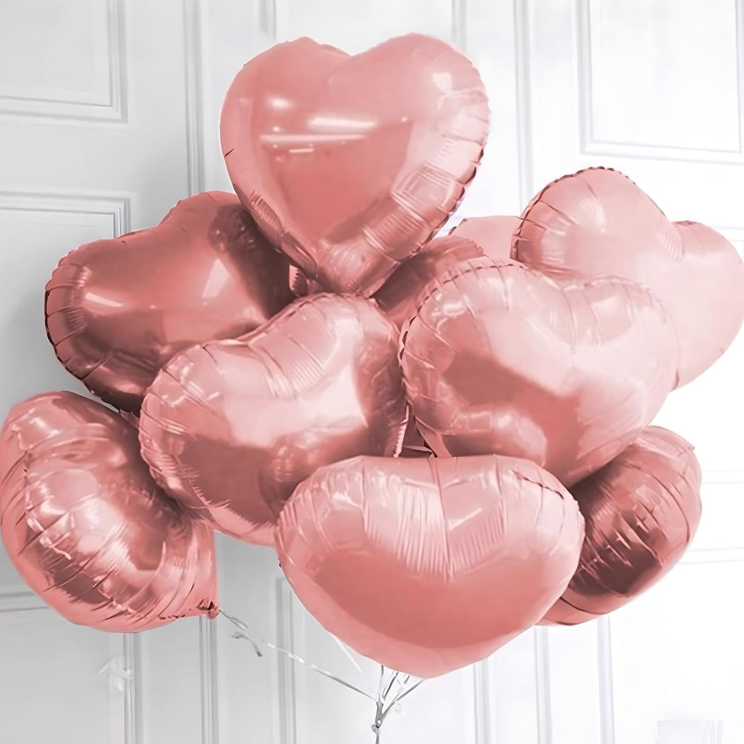 Pink Heart Balloons, 18 Inch Pink Heart Shape Balloon, 12PCS Heart Foil Helium Romantic Balloons for Girls Birthday Baby Shower Wedding Engagement Anniversary Party Decoration