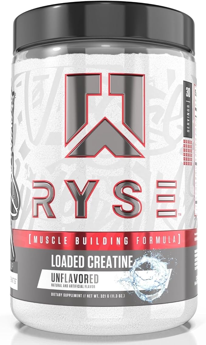 RYSE Loaded Creatine for Men & Women - Unflavored - Muscle Building Formula with 3 Forms of Electrolytes, Betaine Anhydrous and Peak ATP - Strength, Power & Endurance Support - 30 Servings