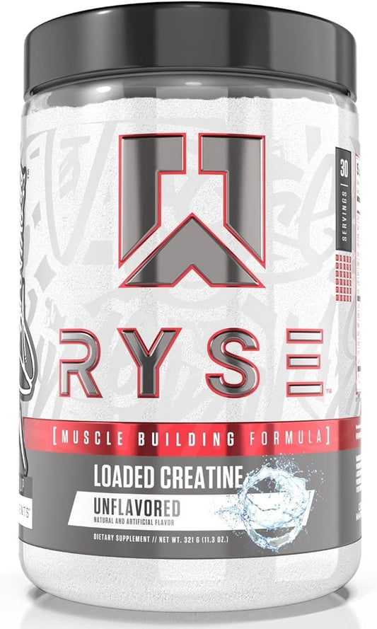 RYSE Loaded Creatine for Men & Women - Unflavored - Muscle Building Formula with 3 Forms of Electrolytes, Betaine Anhydrous and Peak ATP - Strength, Power & Endurance Support - 30 Servings