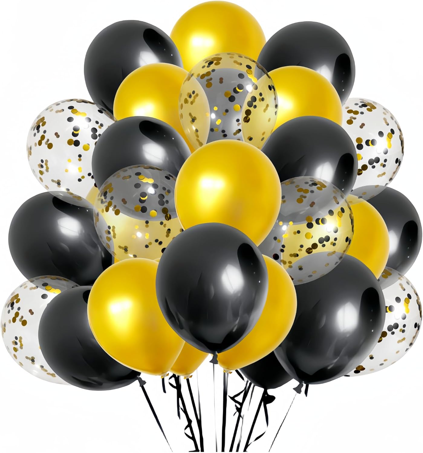 300 Pack Black and Gold Balloons 12 Inch Black Gold Confetti Balloon for Various Party Events Decorations