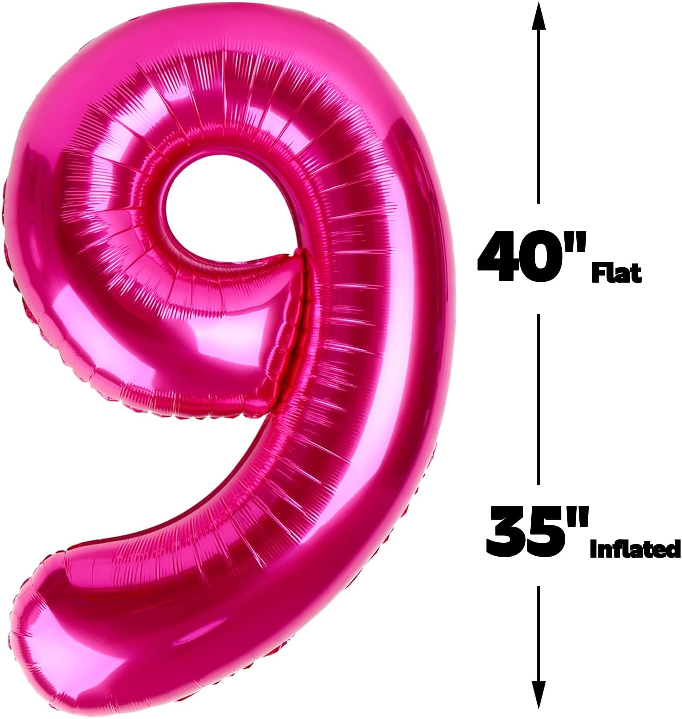 40 Inch Big Hot Pink 9 Balloon Number, Jumbo Giant Happy 9th 19 29 39 49 99 Birthday Party Decorations, Large Nine Mylar Foil Anniversary Birthday Party Engagement Decorations