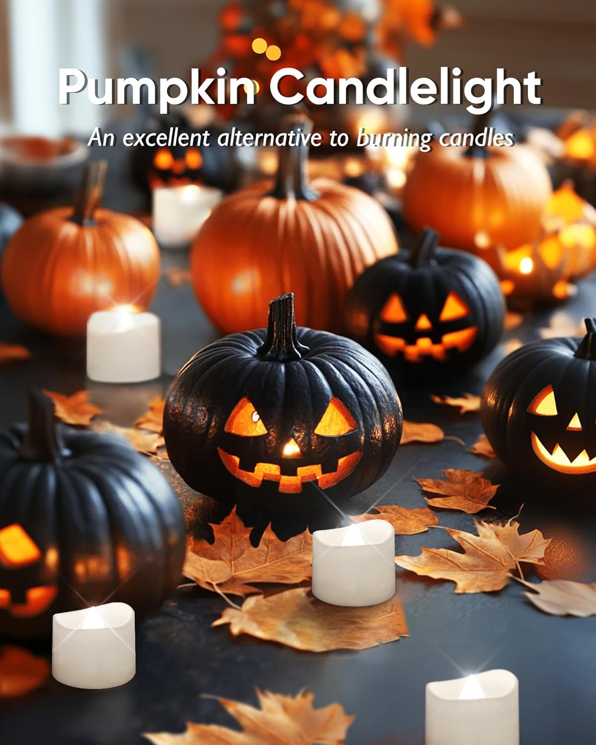 Homemory 48-Pack Cool White Novelty Flickering Flameless Tea Lights, 200+Hours Battery-Operated LED Fake Candles for Wedding Table Centerpieces,Proposal,Anniversary, White Base, Ø1.5'' × H1.3''