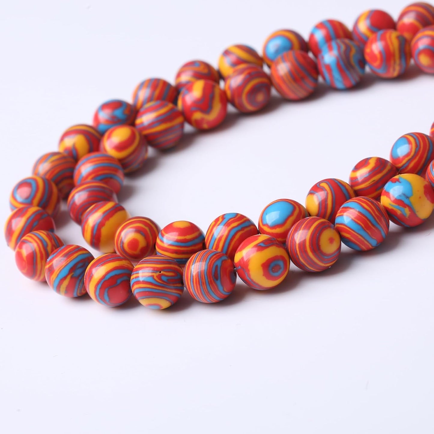 Red Yellow Blue Peacock Turquoise Stone Beads Gemstone Round Crystal Energy Jade Beads Stone Beads for Jewelry Making DIY Bracelet Necklace Jewelry Making 1 Strand 15.5inch 60PCS 6MM