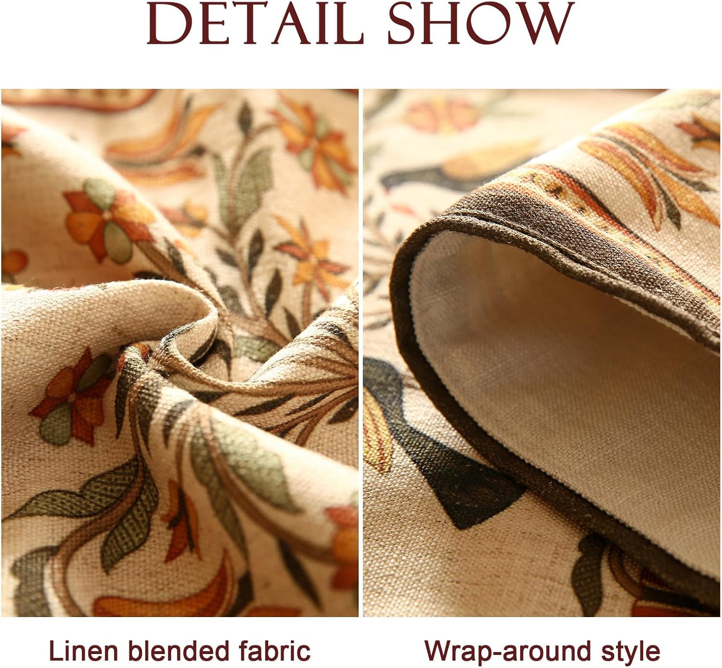 Decorative Linen Small Table Runner 63 Inches Long,Floral Rustic Runner for Table Decor Tabletop Cheesecloth Table Runners for Kitchen,Dining,Party,Home,Christmas,12"*63"