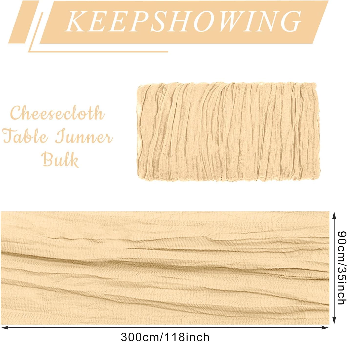 12 Pack Cheesecloth Table Runner, Runner Gauze Boho Wedding Decor Romantic Table Runner for Wedding Birthday Party(35" x 118") (Light Brown)