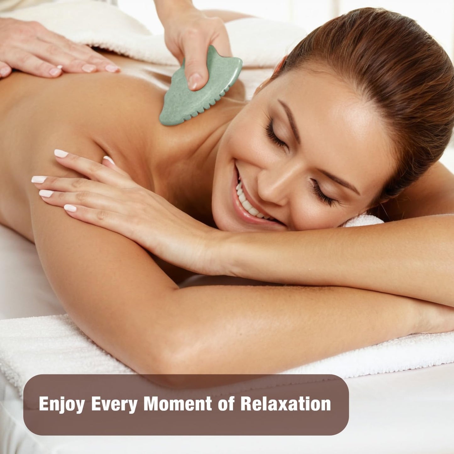 Gua Sha Facial Tools,Jade Gua Sha Stone Comb Edge, Guasha Tool for Face Jawline Sculpting Gifts