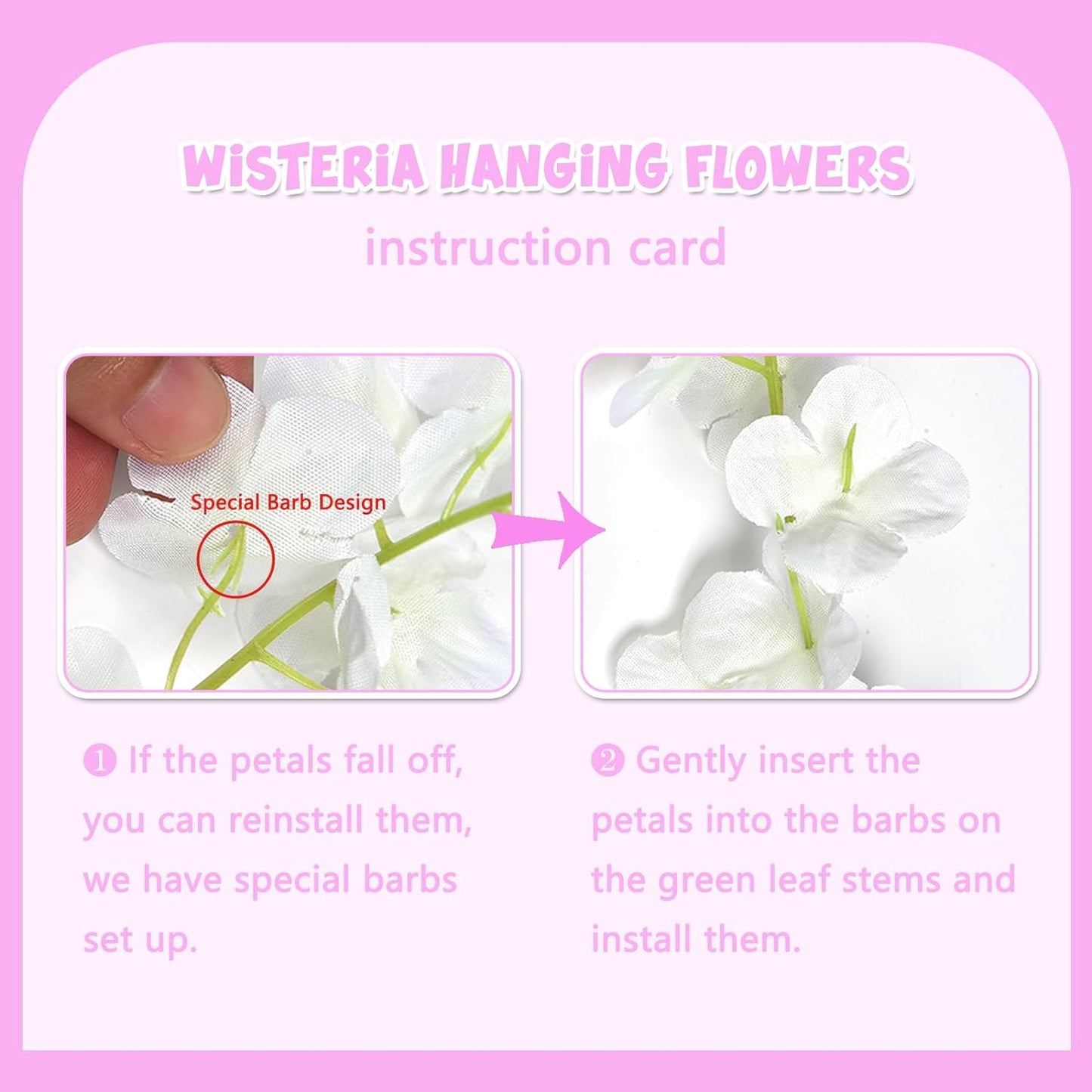 5 Pack Pink Wisteria Hanging Flowers Garland, 3.77 Feet Artificial Flower Vines, Fake Wisteria, Artificial Vines Hanging Garland for Backdrop Outdoor Yard Garden Decor