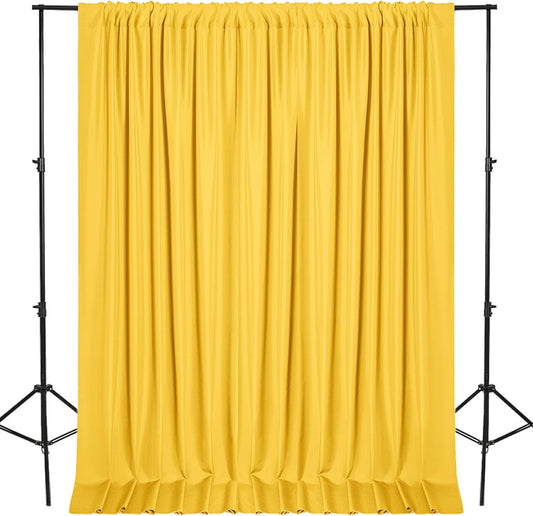 DWCN 10x8 FT Yellow Backdrop Curtains for Parties, Photography Backdrop Drapes with Rod Pockets for Wedding Decorations Stage Birthday Family Gatherings, 2 Panels 5ft x 8ft
