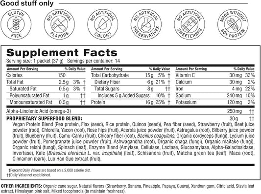 BODi Shakeology Plant-Based Vegan Protein Powder – Gluten-Free Superfood Shake with Vitamins & Minerals – Helps Support Healthy Weight Loss & Gut Health, Tropical Strawberry, 14 Individual Packets