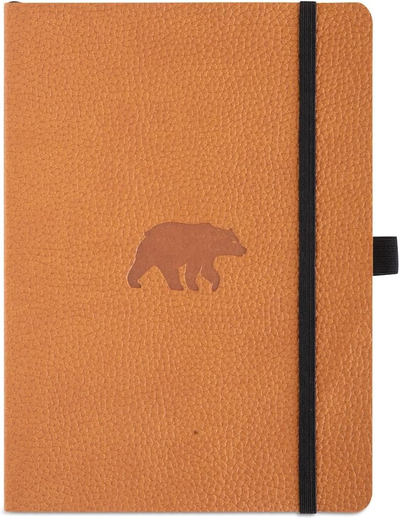 Dingbats* Wildlife Dotted Journal Notebook A5 - Vegan Leather Soft Cover, Ideal for Work, Travel - Pocket, Elastic Closure, Bookmark