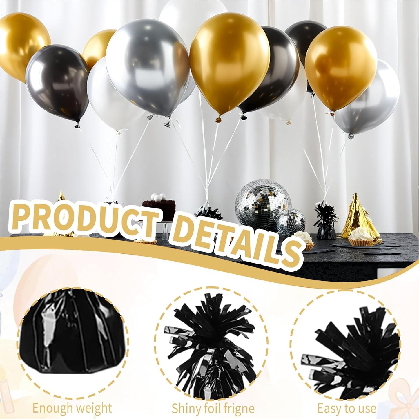 Balloon Weights for Helium Balloons Heavy Black Metallic Anchor Balloon Holders 4.8oz DIY Table Weights for Birthday Wedding Party Decorations Pack of 12