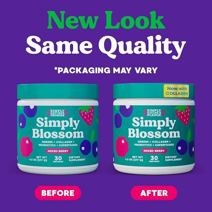 Simply Blossom Nutrition - Daily Greens & Superfood Powder + Collagen + Probiotics for Women's Digestive Health & Bloating Relief. Help Your Health Bloom - 2 Month Supply