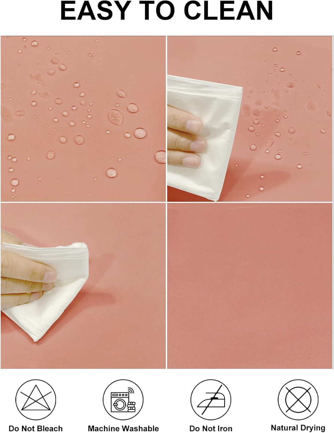 Fokitut 2 Pack Waterproof Square Tablecloth, 52x52 Inch, Stain Resistant and Wrinkle Polyester Table Cloth, Fabric Table Cover for Kitchen Dining, Wedding, Party, Holiday Dinner-Dusty Pink