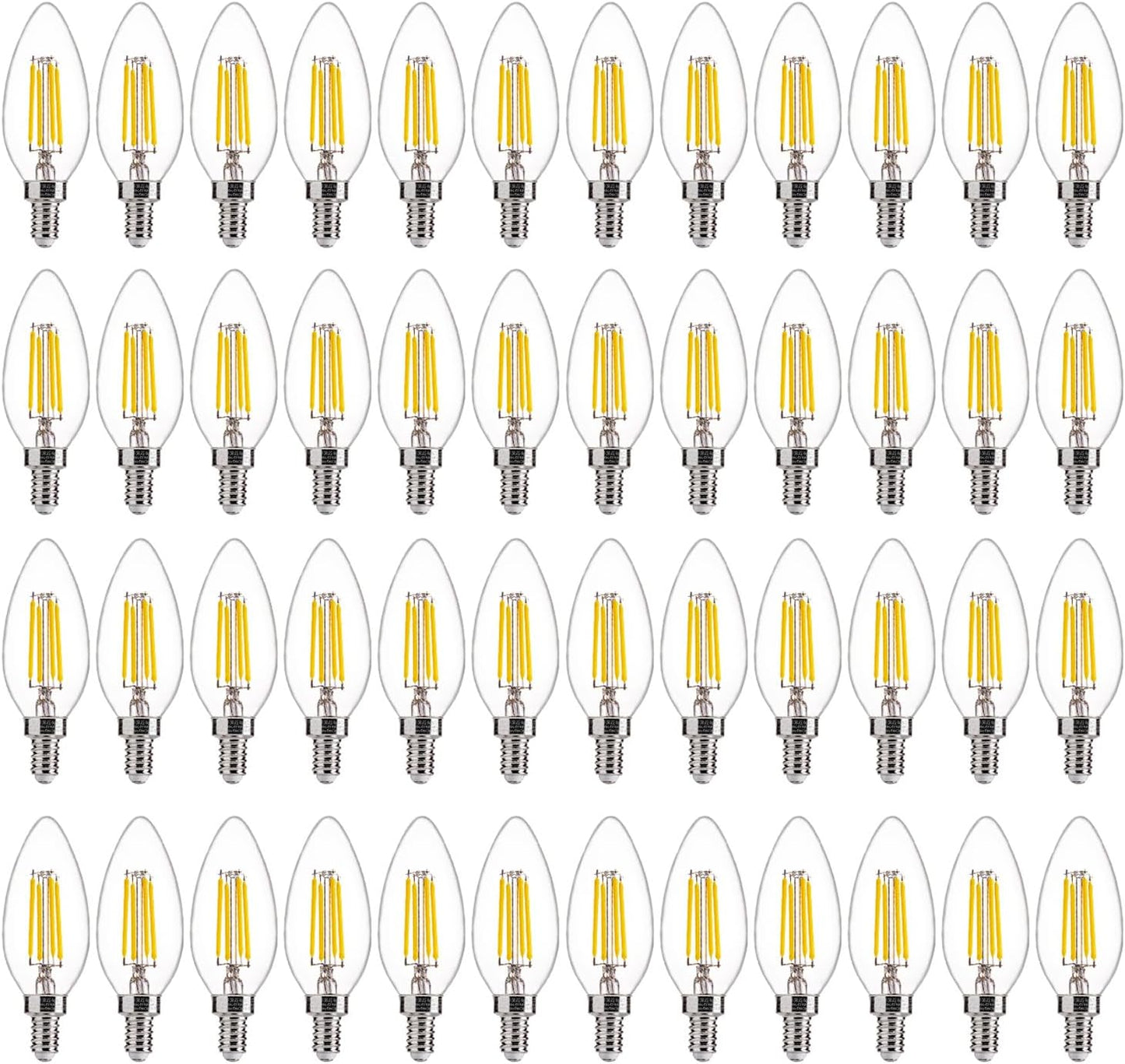 FLSNT 48 Pack Dimmable LED Candelabra Bulbs, 40W Equivalent LED Chandelier Light Bulbs, E12 Base, 5000K Daylight UL,CA65 Listed.