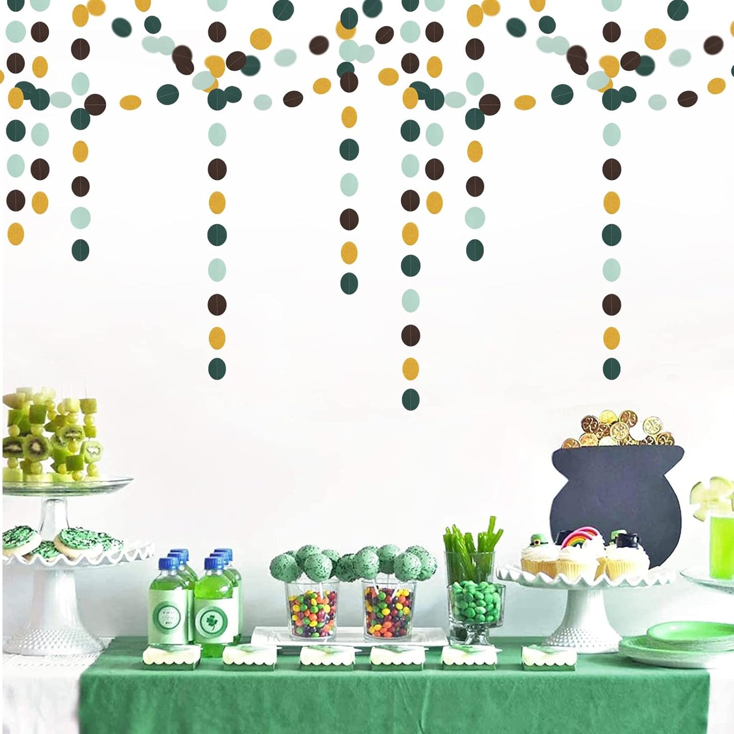 Sage-Green Gold Brown Party Decorations - 52FT Paper Streamers Gender Neutral Baby Shower Bridal Shower Garland Boho Birthday Rustic Decoration Woodland Theme Decor HongTongTong