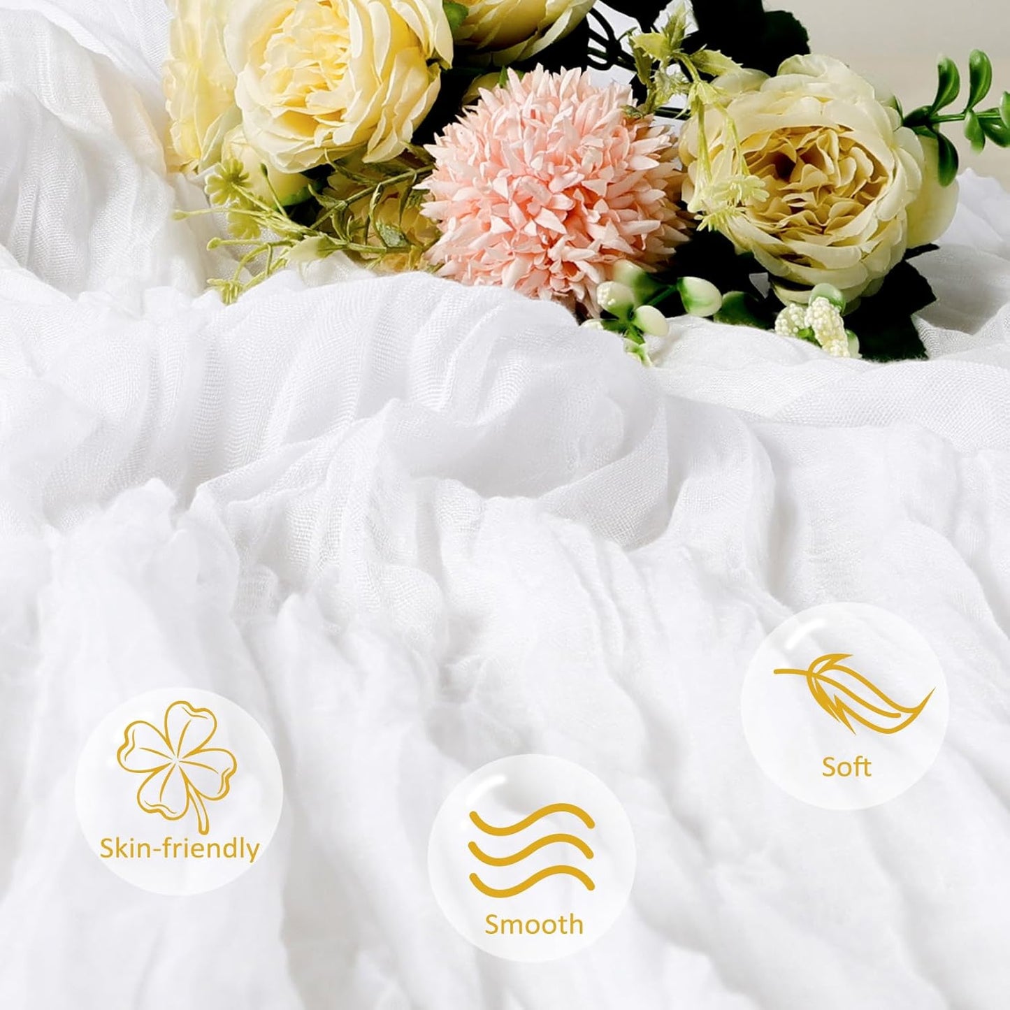 6 Pack White Cheesecloth Table Runner 10ft Boho Gauze Fabric Cheese Cloth Table Runner 35 x 120 Inch Rustic Sheer Runner for Romantic Wedding Decor Baby Shower Party Table Centerpiece Decoration