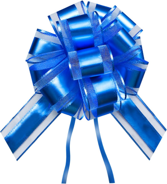 7 Pieces Large Pull Bows, 6 inche, Big Bow for Gift Wrapping, Christmas Party Birthday Gift, Wedding Baskets,Valentine's Day Decorations, Flower Decoration (Blue)